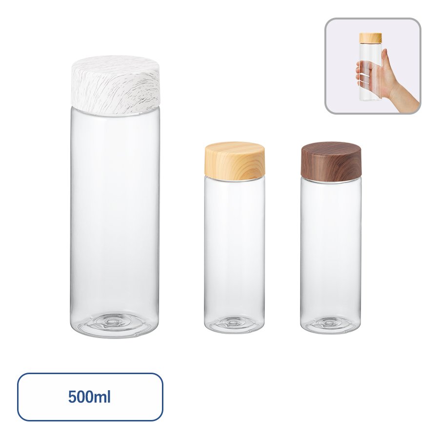 MARKLESS TS-1818 木目調キャップスリムクリアボトル500ml